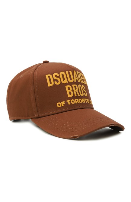 Мужская хлопковая бейсболка DSQUARED2 коричневого цвета, арт. BCM0517/05C00001 | Фото 1 (Материал: Хлопок, Текстиль; Материал сплава: Проставлено; Нос: Не проставлено)
