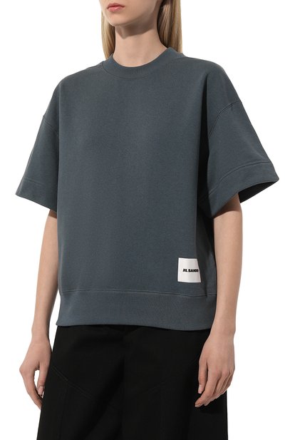 Хлопковая футболка JIL SANDER синего цвета по цене 46400 руб., арт. J40GC0105/J20039, фото 3 Хлопковая футболка JIL SANDER, арт. J40GC0105/J20039, фото 3