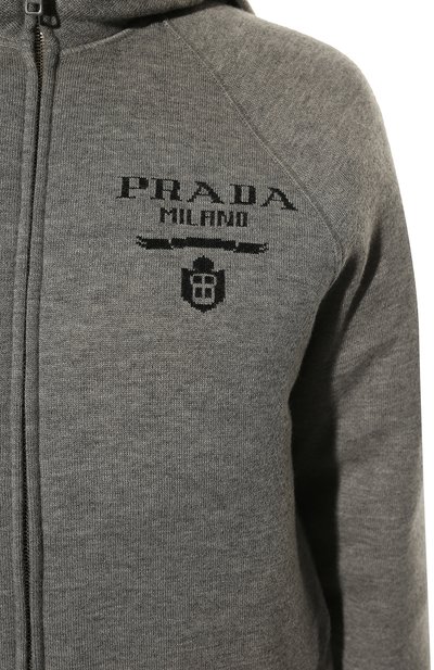 Кашемировый кардиган PRADA серого цвета по цене 450000 руб., арт. P25I95-10J4-F0031-212, фото 5 Кашемировый кардиган PRADA, арт. P25I95-10J4-F0031-212, фото 5