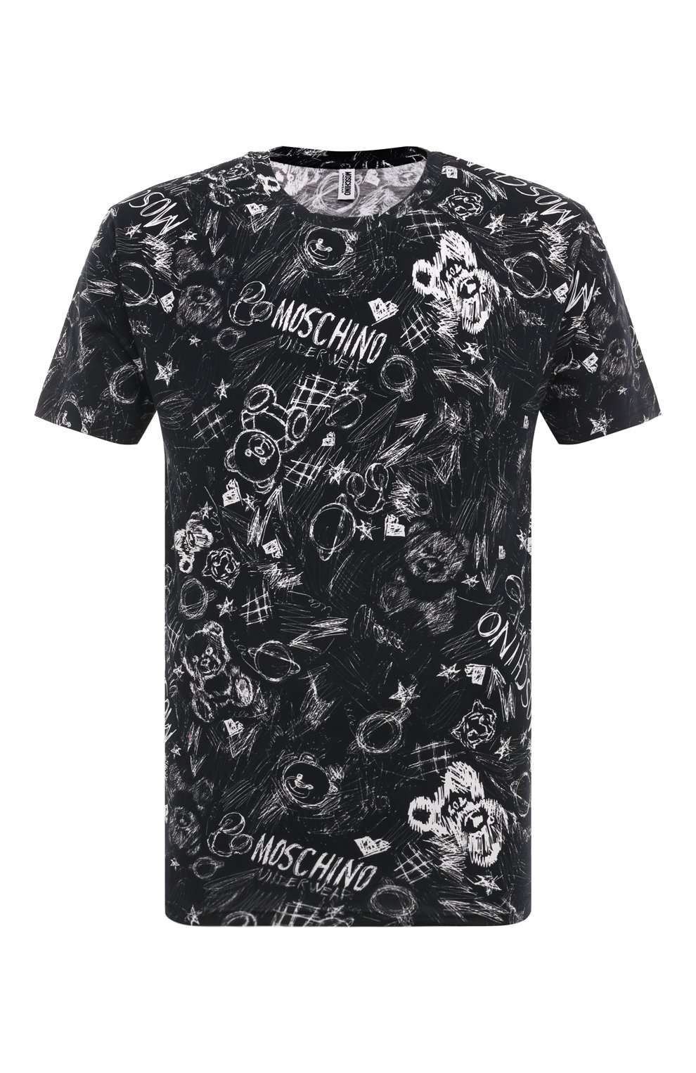 Хлопковая футболка MOSCHINO черного цвета по цене 10550 руб., арт. A0708/4412, фото 1 Хлопковая футболка MOSCHINO, арт. A0708/4412, фото 1