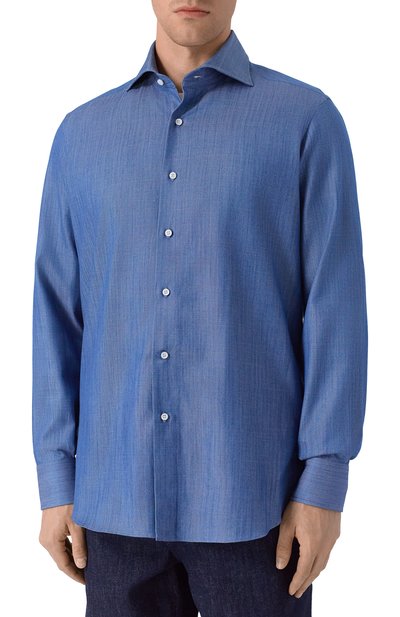 Хлопковая рубашка MVST синего цвета по цене 69950 руб., арт. M0RBIDA/NIZZA/SP0RT/621-JAPANESE DENIM, фото 3 Хлопковая рубашка MVST, арт. M0RBIDA/NIZZA/SP0RT/621-JAPANESE DENIM, фото 3