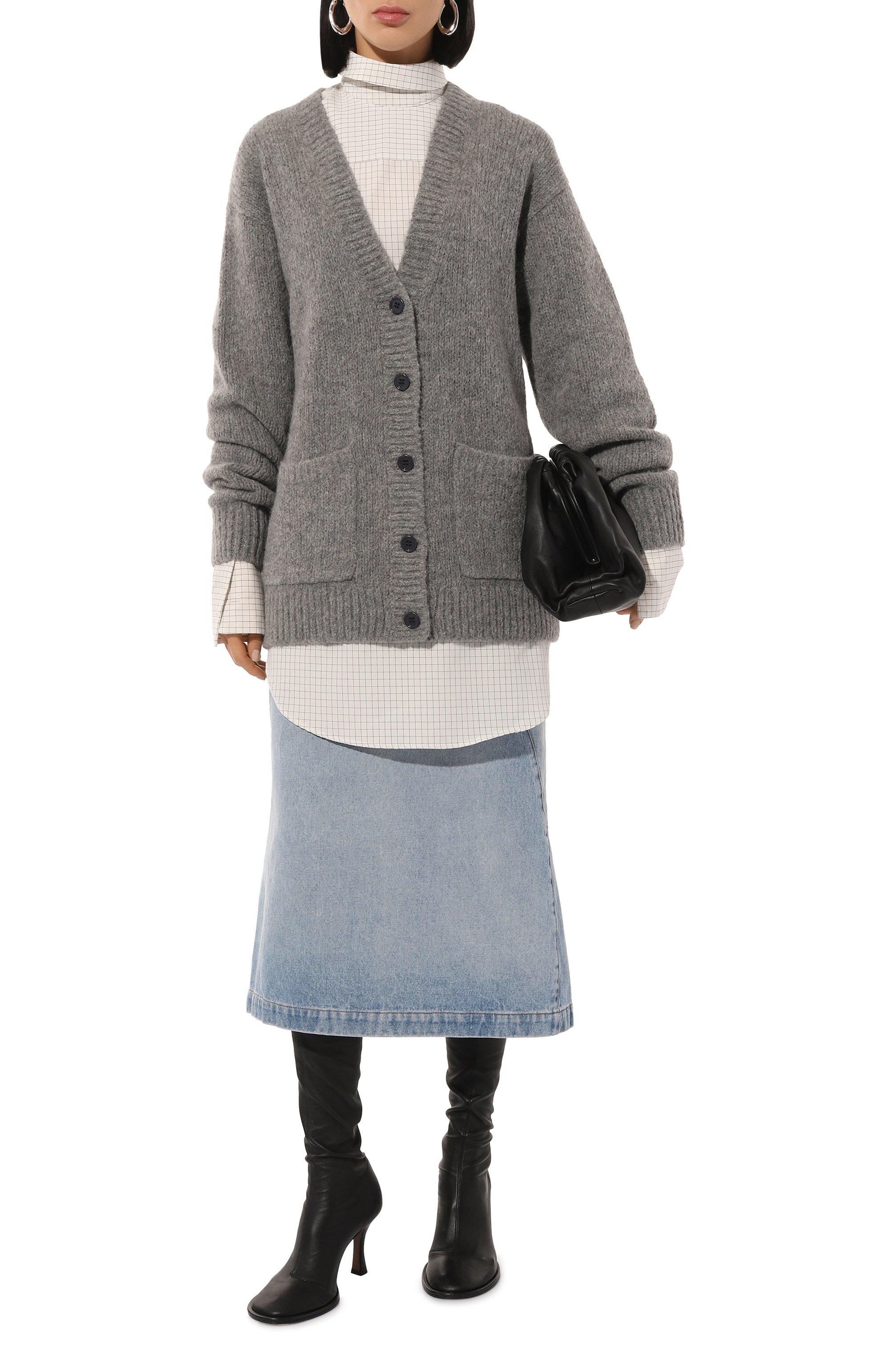 Шерстяной кардиган DRIES VAN NOTEN серого цвета по цене 99500 руб., арт. 242-011219-9709, фото 2 Шерстяной кардиган DRIES VAN NOTEN, арт. 242-011219-9709, фото 2