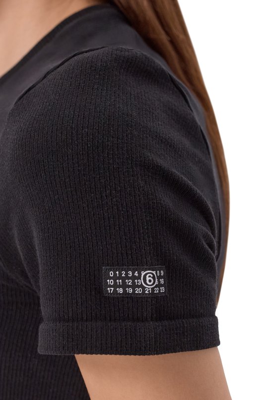 Хлопковая футболка MM6 MKMU40010 Чёрный  MKMU40010 Фото 5