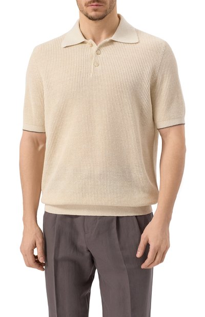 Поло изо льна и хлопка BRUNELLO CUCINELLI, арт. M2L707715, фото 3