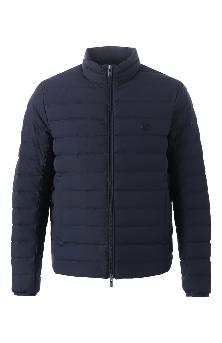 Мужская пуховая куртка EMPORIO ARMANI темно-синего цвета, арт. 8N1BQ2/1NLRZ | Фото 1 (Материал внешний: Синтетический материал; Материал утеплителя: Пух и перо; Материал подклада: Синтетический материал; Стили: Кэжуэл; Рукава: Длинные; Длина (верхняя одежда): Короткие; Кросс-КТ: Куртка, Утепленные; Мужское Кросс-КТ: Подстежка, Куртка-пуховая; Автоматизация ТО: Проставлено; Автоматизация состава: Проставлено)