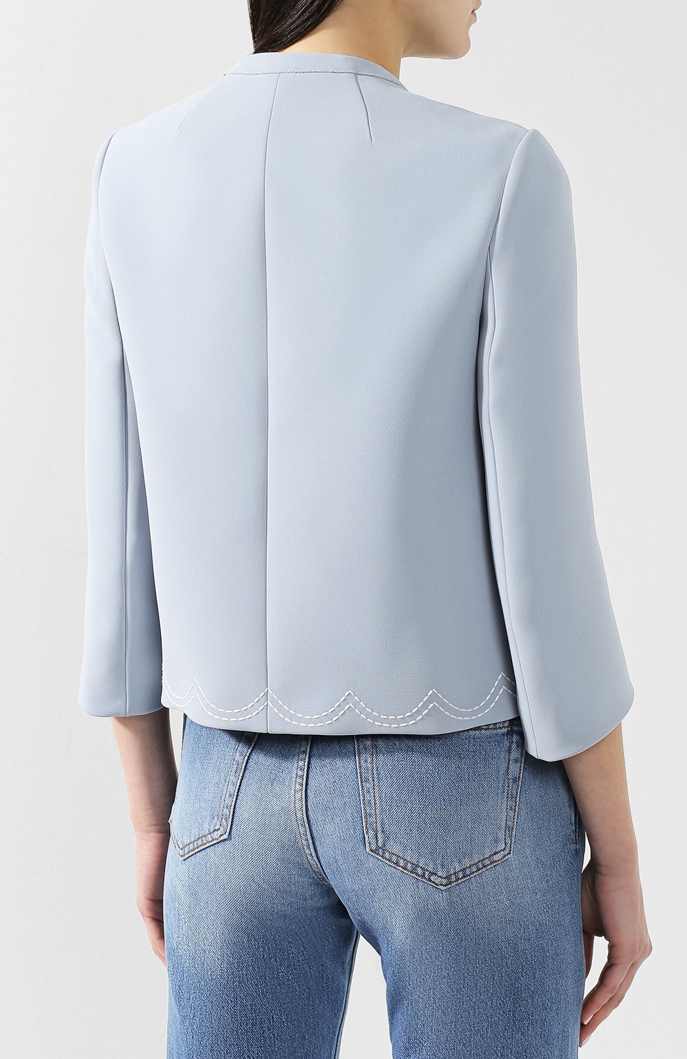 Укороченный жакет REDVALENTINO голубого цвета по цене 67550 руб., арт. RR3CEA25/1FR, фото 4 Укороченный жакет REDVALENTINO, арт. RR3CEA25/1FR, фото 4