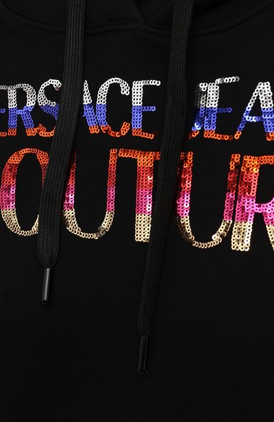 Хлопковое худи VERSACE JEANS COUTURE, арт. 71HAIG02-71DP308 R 4 L0G0 SEQUINS/CF00G, фото 5