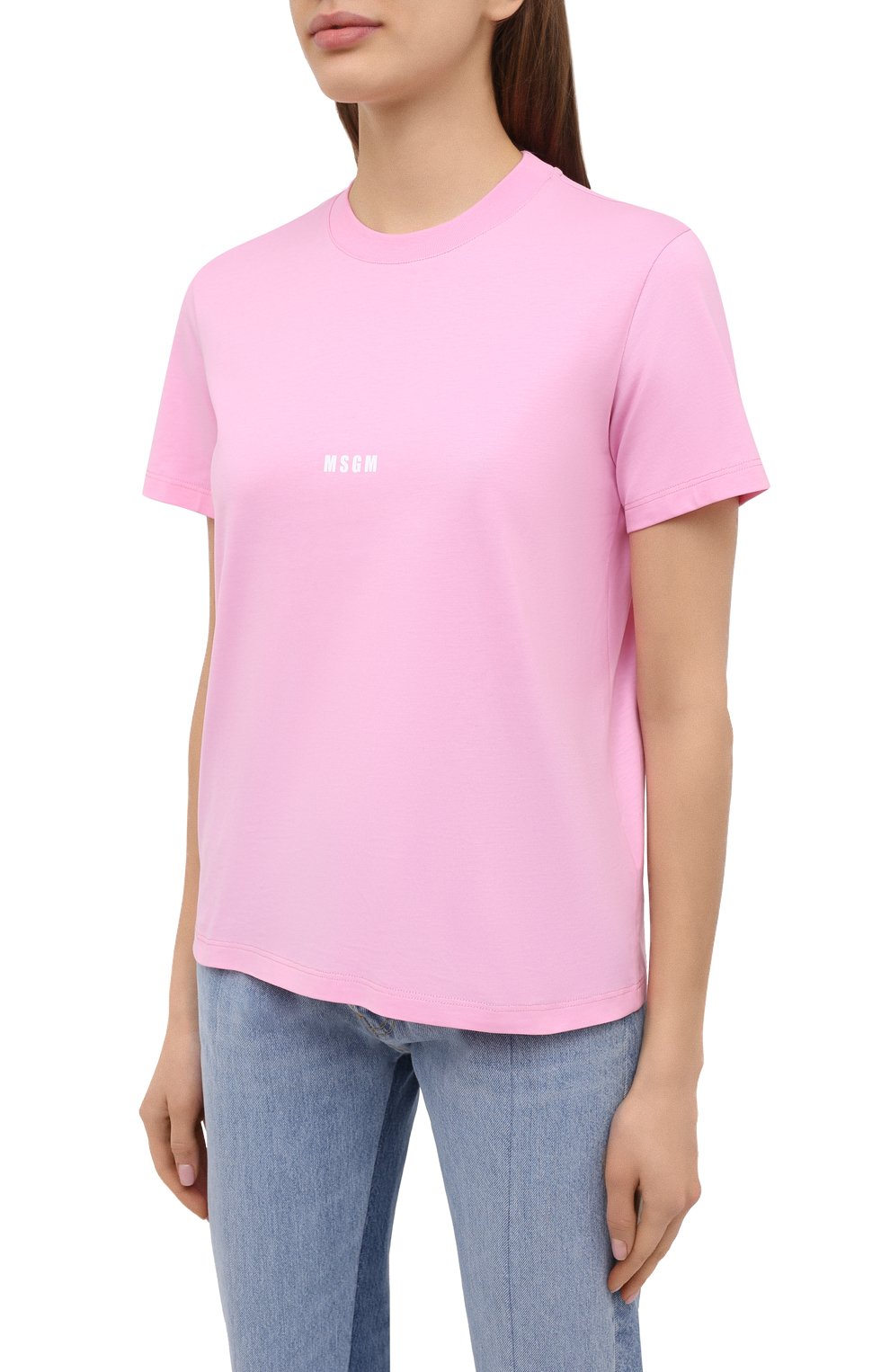 Хлопковая футболка MSGM светло-розового цвета по цене 9300 руб., арт. 2942MDM100 207998, фото 3 Хлопковая футболка MSGM, арт. 2942MDM100 207998, фото 3