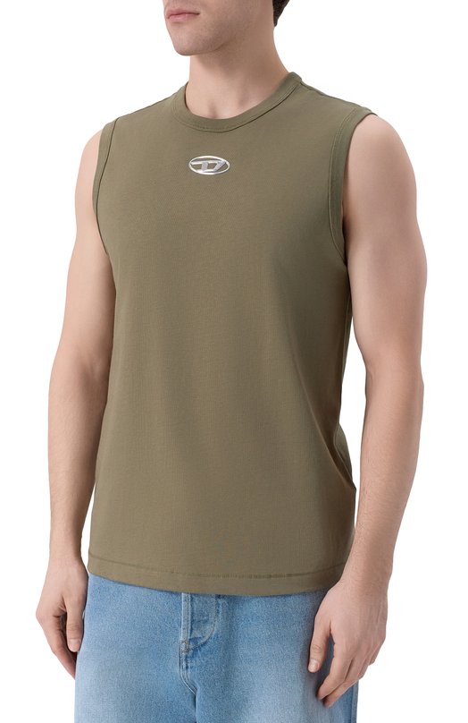 Хлопковая майка Diesel A21743/0JMBB Хаки  A21743/0JMBB Фото 3