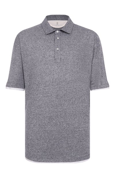 Мужское поло изо льна и хлопка BRUNELLO CUCINELLI, арт. MW8353966W