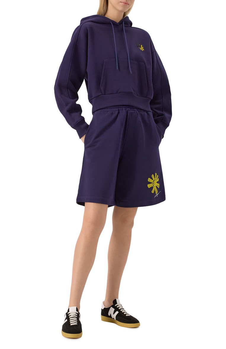 Женский хлопковое худи MSGM фиолетового цвета, арт. 3841MDM139/257001 | Фото 2 (Драгоценные камни: Проставлено; Материал сплава: Проставлено; Материал внешний: Хлопок; Длина (для топов): Стандартные; Рукава: Длинные; Стили: Спорт-шик; Женское Кросс-КТ: Худи-одежда)
