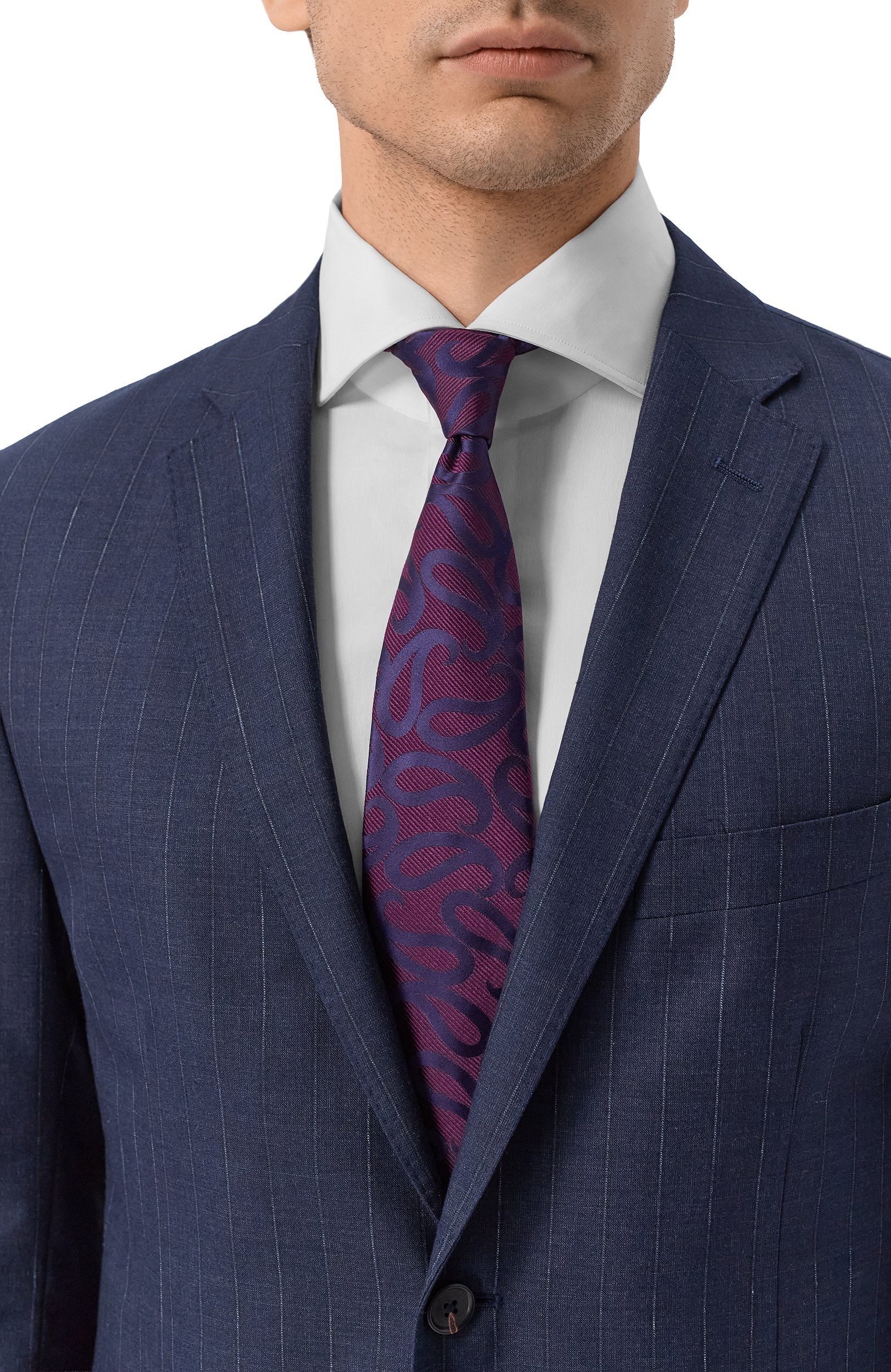 Шелковый галстук GIORGIO ARMANI фиолетового цвета по цене 26450 руб., арт. GM000800/TE22429, фото 2 Шелковый галстук GIORGIO ARMANI, арт. GM000800/TE22429, фото 2