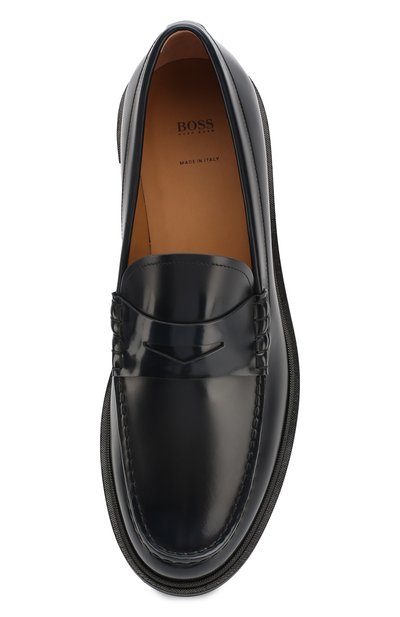 Кожаные пенни-лоферы BOSS темно-синего цвета по цене 38000 руб., арт. 50428738, фото 5 Кожаные пенни-лоферы BOSS, арт. 50428738, фото 5