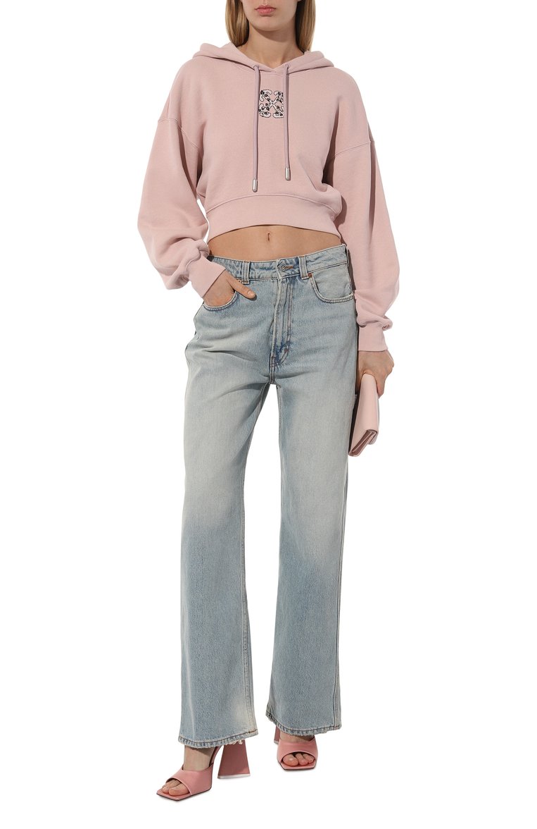Женский хлопковое худи OFF-WHITE розового цвета, арт. 0WBB056S24FLE003 | Фото 2 (Длина (для топов): Стандартные; Материал внешний: Хлопок; Рукава: Длинные; Женское Кросс-КТ: Худи-одежда; Стили: Спорт-шик; Автоматизация ТО: Проставлено; Автоматизация состава: Проставлено)