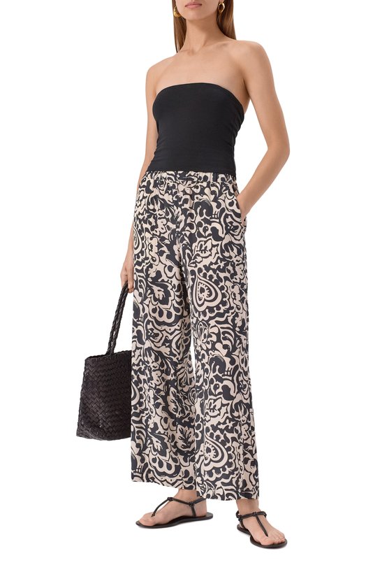 Шелковые брюки Weekend Max Mara REED Чёрно-белый  REED Фото 2