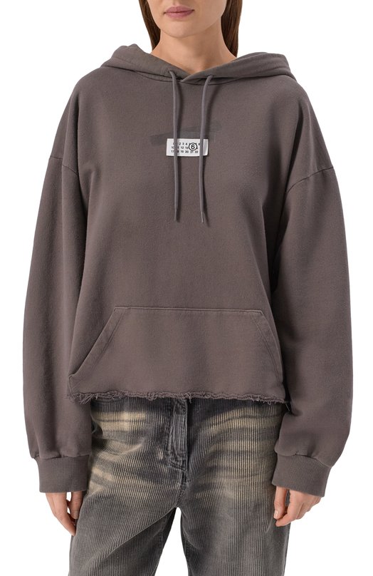 Хлопковое худи MM6 S62GU0142/M25024 Серый  S62GU0142/M25024 Фото 3