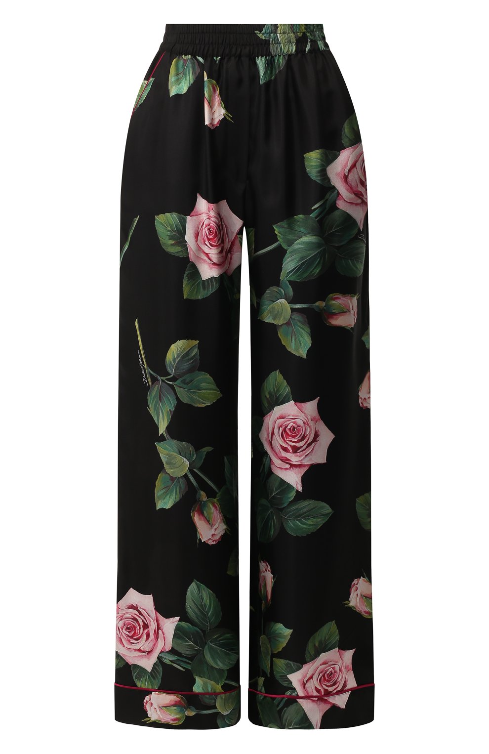 Шелковые брюки DOLCE & GABBANA черного цвета по цене 156500 руб., арт. FTAMPT/HS190, фото 1 Шелковые брюки DOLCE & GABBANA, арт. FTAMPT/HS190, фото 1