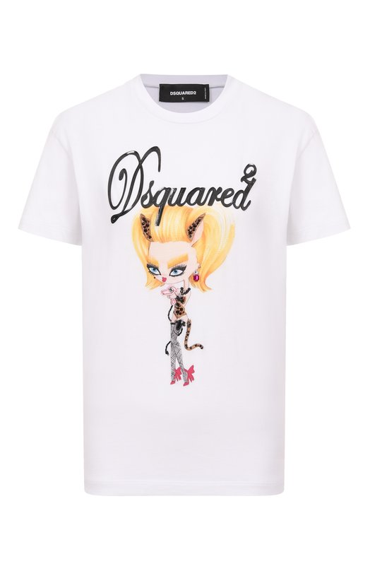 Хлопковая футболка Dsquared2 S72GD0596/D20020 Белый S72GD0596/D20020