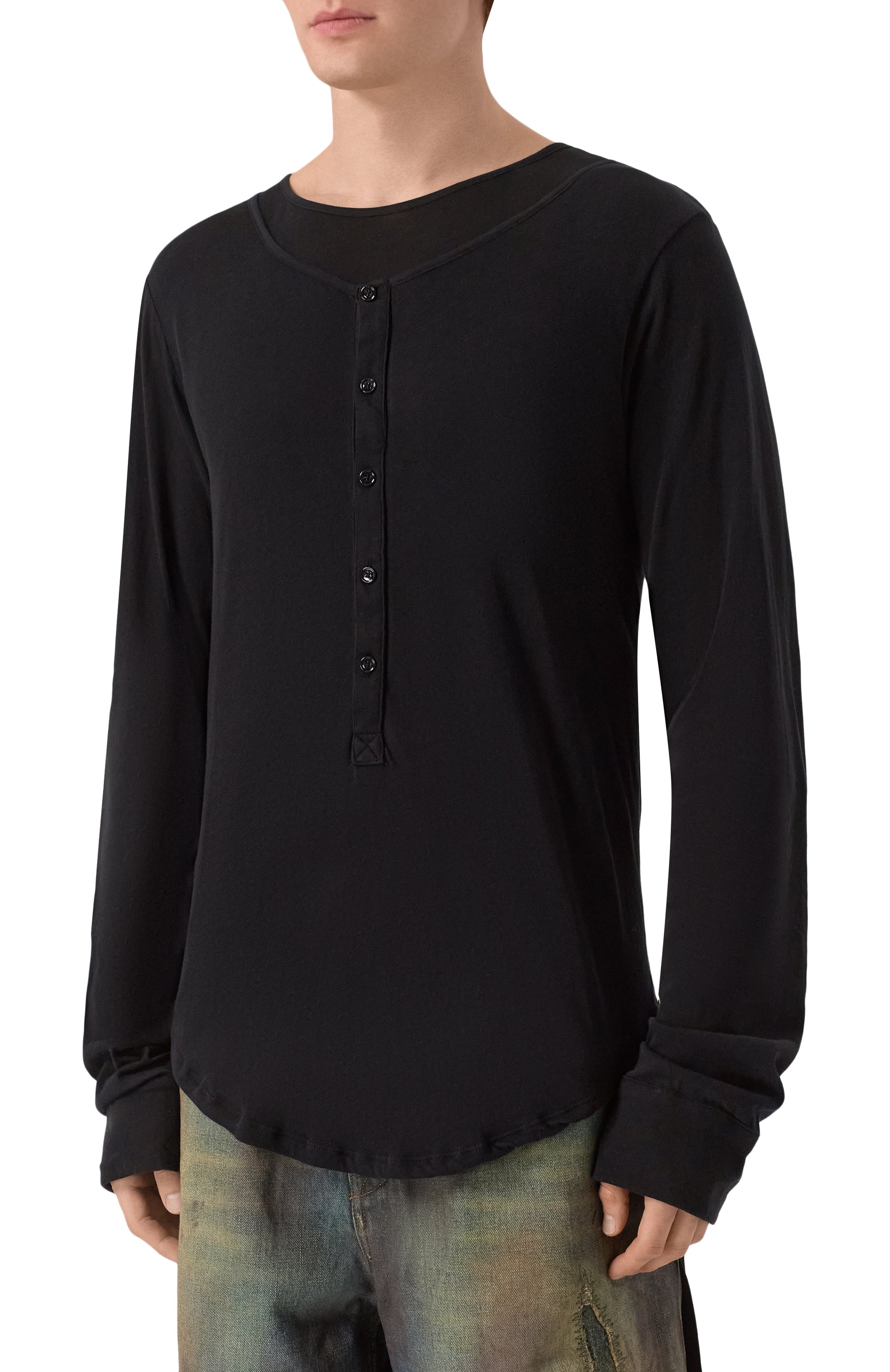 Хлопковый лонгслив-хенли ANN DEMEULEMEESTER, арт. B0011934/FA119, фото 3