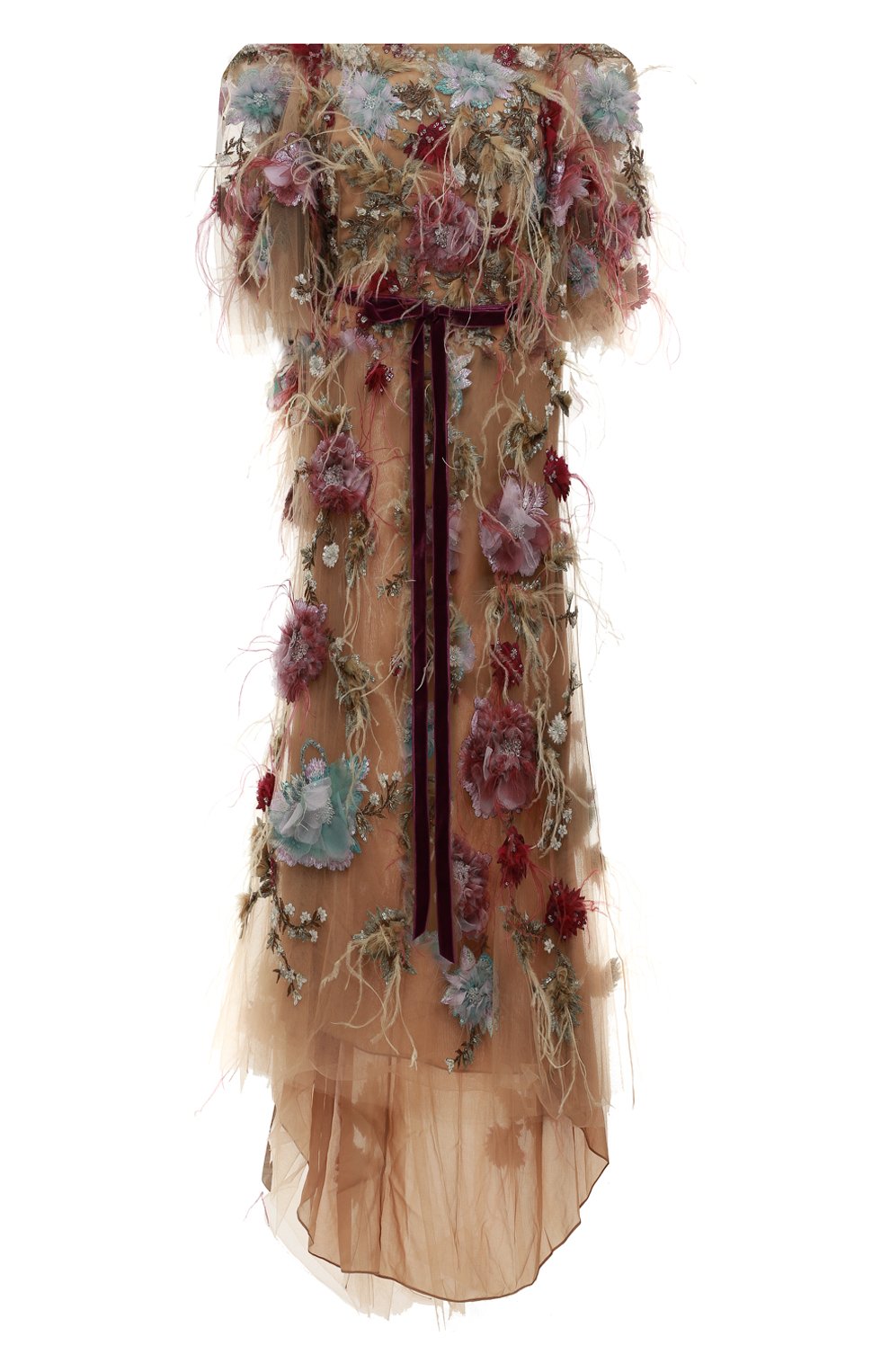 Платье с отделкой перьями и пайетками MARCHESA, арт. M20819, фото 1