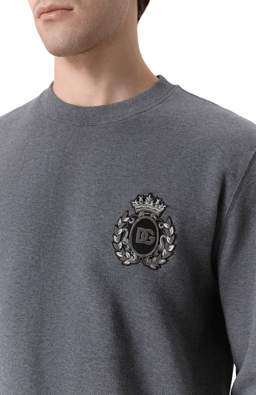 Хлопковый свитшот Dolce & Gabbana G9ABJZ/G7PJ7 Серый  G9ABJZ/G7PJ7 Фото 5