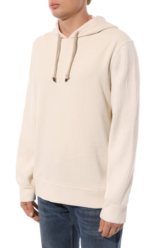 Хлопковое худи Brunello Cucinelli MTU23B2215 Кремовый  MTU23B2215 Фото 3