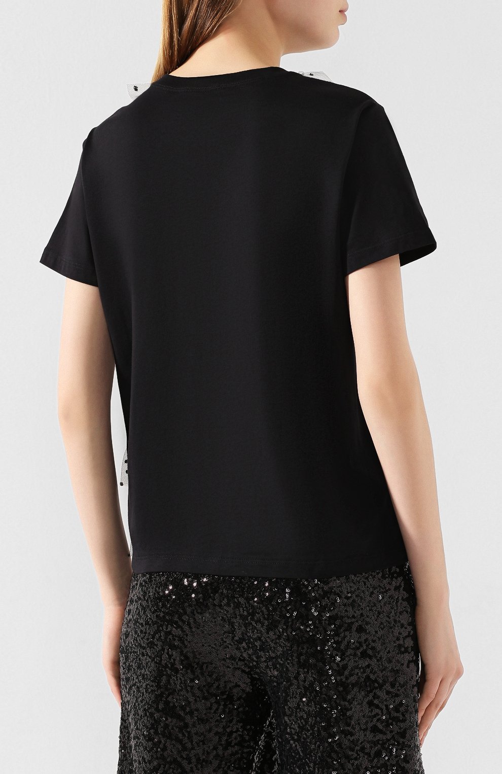 Хлопковая футболка REDVALENTINO черного цвета по цене 26200 руб., арт. TR3MG05F/4VA, фото 4 Хлопковая футболка REDVALENTINO, арт. TR3MG05F/4VA, фото 4