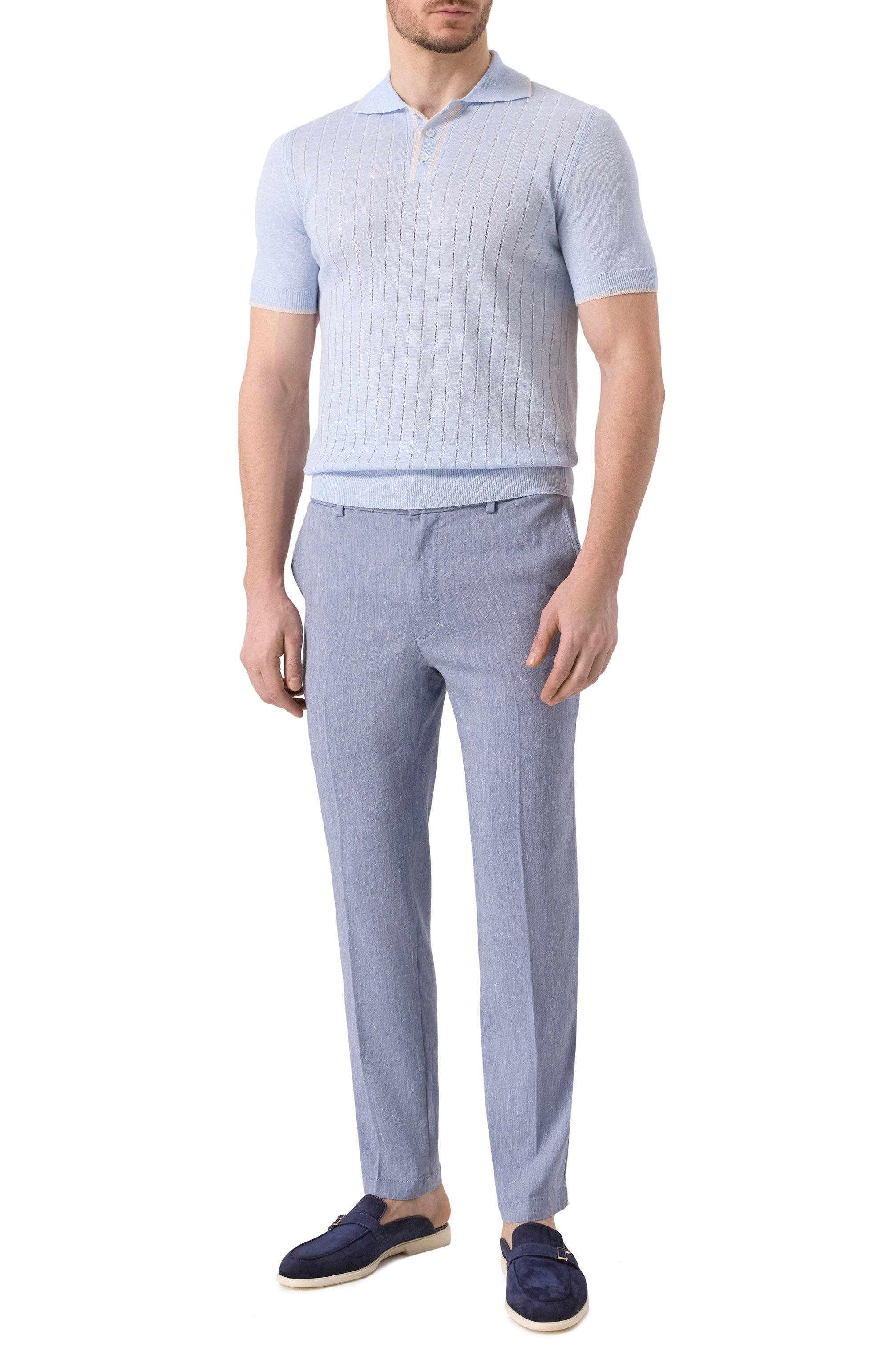 Поло изо льна и хлопка FEDELI, арт. 8UE05822, фото 2