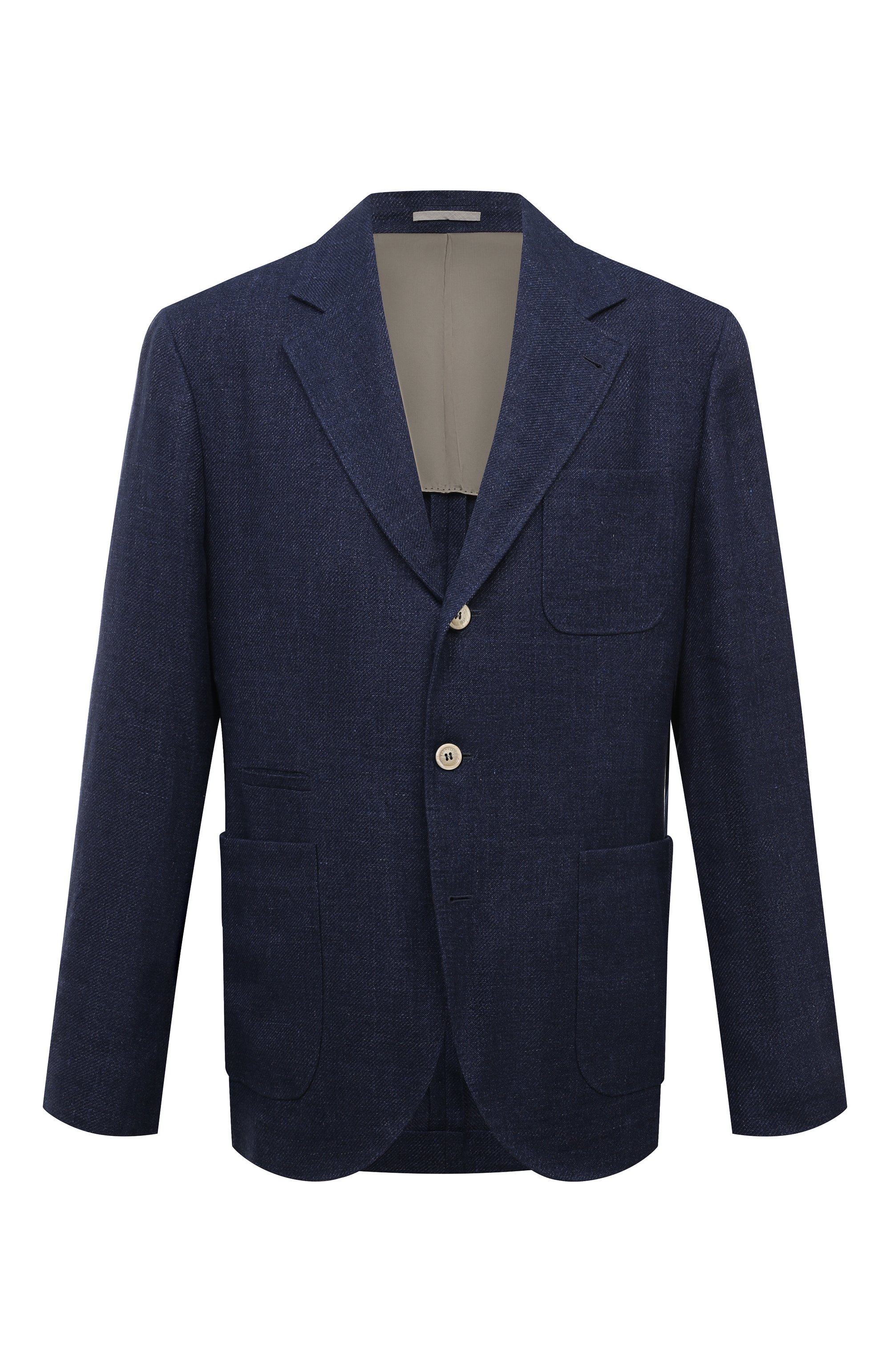 Пиджак изо льна и шерсти BRUNELLO CUCINELLI темно-синего цвета по цене 380000 руб., арт. MW4827BND, фото 1 Пиджак изо льна и шерсти BRUNELLO CUCINELLI, арт. MW4827BND, фото 1