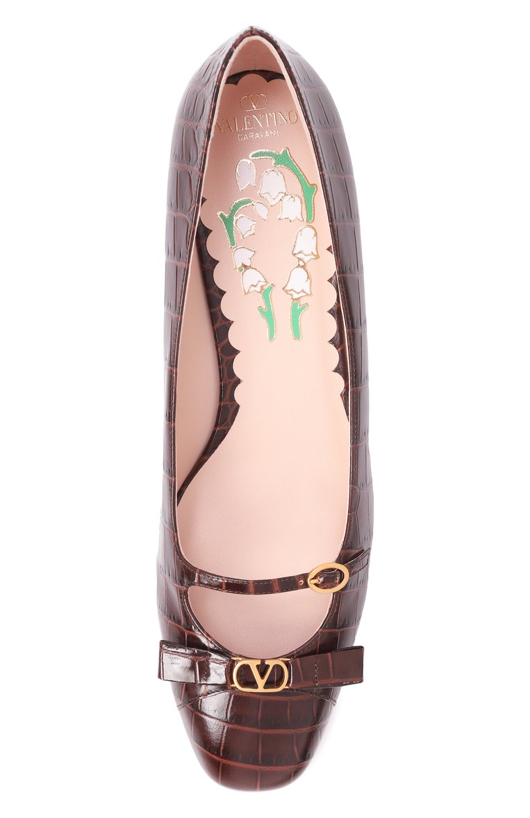 Женские кожаные туфли bowow 45 VALENTINO коричневого цвета, арт. 6W2S0LD2/HUR | Фото 6 (Материал внутренний: Натуральная кожа; Подошва: Плоская; Драгоценные камни: Проставлено; Материал внешний: Натуральная кожа; Материал сплава: Проставлено; Каблук высота: Низкий; Каблук тип: Устойчивый)
