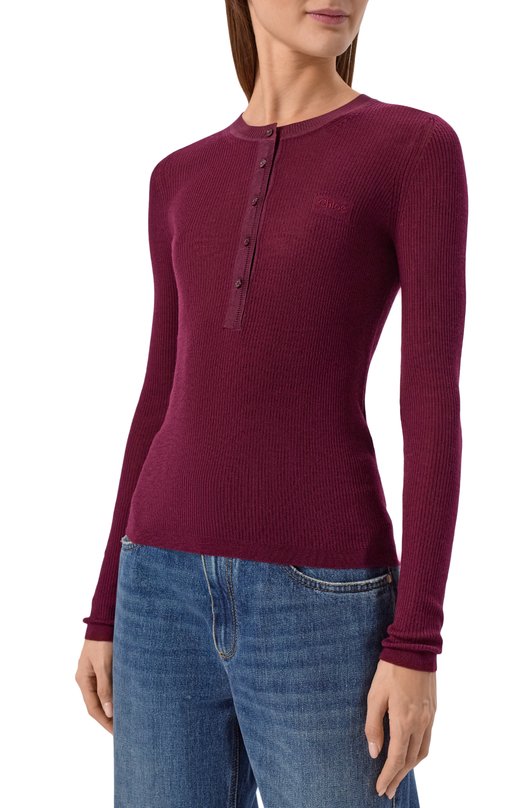 Шерстяной пуловер Chloé CH24WMP51667 Бордовый  CH24WMP51667 Фото 3