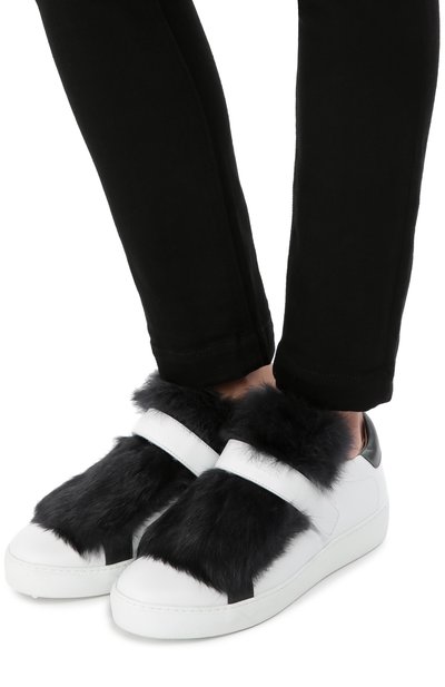 Кожаные кеды с меховой отделкой MONCLER, арт. B2-09A-20160-00-07475, фото 2