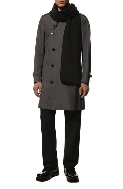 Кашемировый шарф ALLUDE темно-коричневого цвета по цене 26350 руб., арт. 225/11241, фото 2 Кашемировый шарф ALLUDE, арт. 225/11241, фото 2