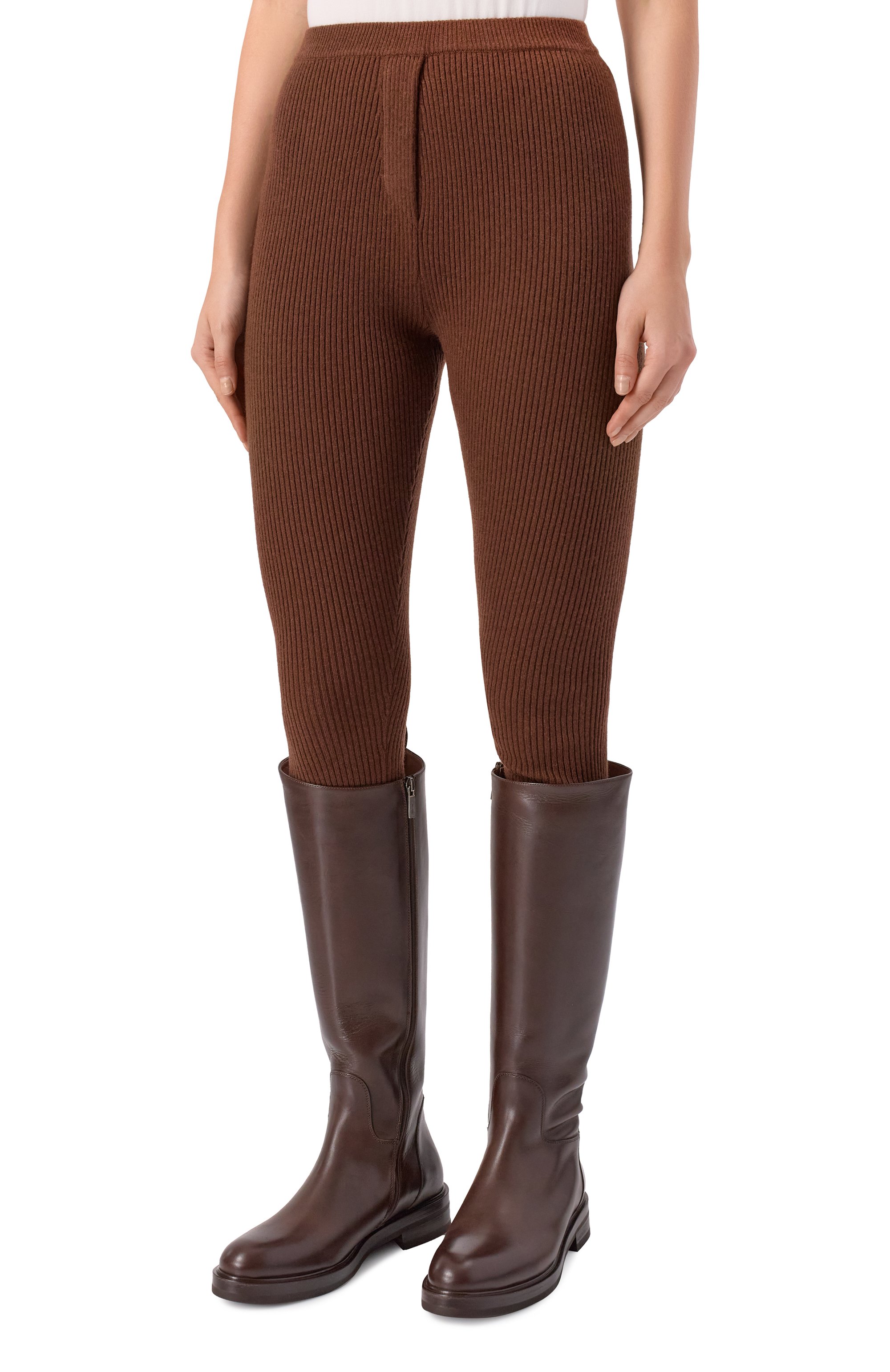 Легинсы из шерсти и кашемира MAX AND MOI коричневого цвета по цене 51100 руб., арт. H25B0NNIE, фото 3 Легинсы из шерсти и кашемира MAX AND MOI, арт. H25B0NNIE, фото 3