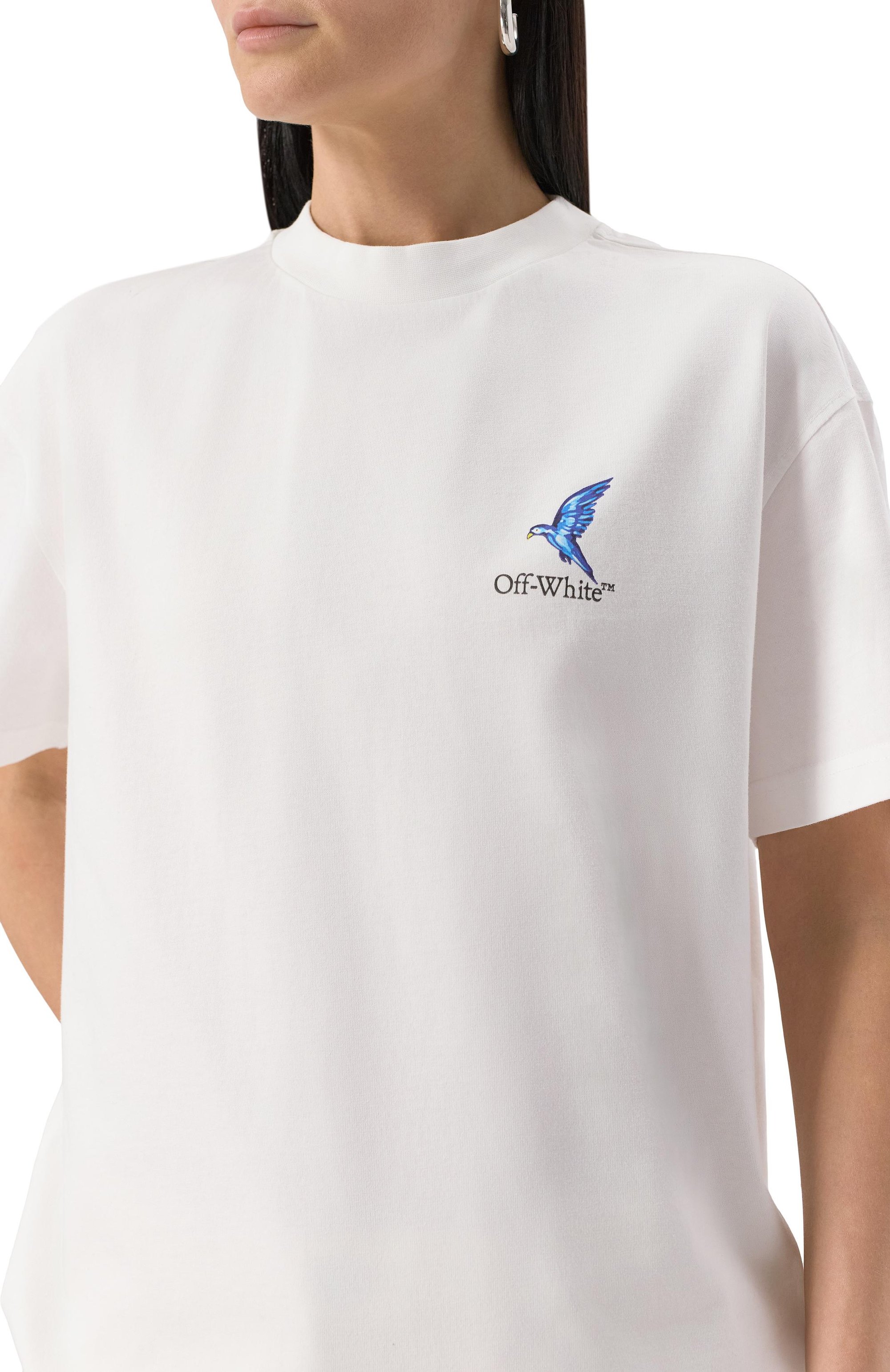 Хлопковая футболка OFF-WHITE белого цвета по цене 49950 руб., арт. 0WAA089S25JER0040110, фото 5 Хлопковая футболка OFF-WHITE, арт. 0WAA089S25JER0040110, фото 5