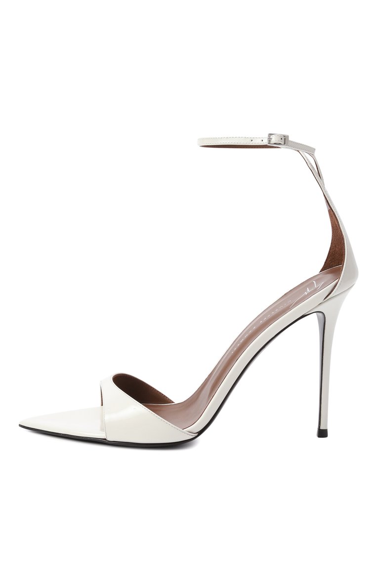 Женские кожаные босоножки intriigo strap 105 GIUSEPPE ZANOTTI DESIGN белого цвета, арт. I400005 | Фото 4 (Подошва: Плоская; Материал внешний: Натуральная кожа; Материал внутренний: Натуральная кожа; Каблук высота: Высокий; Каблук тип: Шпилька; Автоматизация ТО: Проставлено; Автоматизация состава: Проставлено)