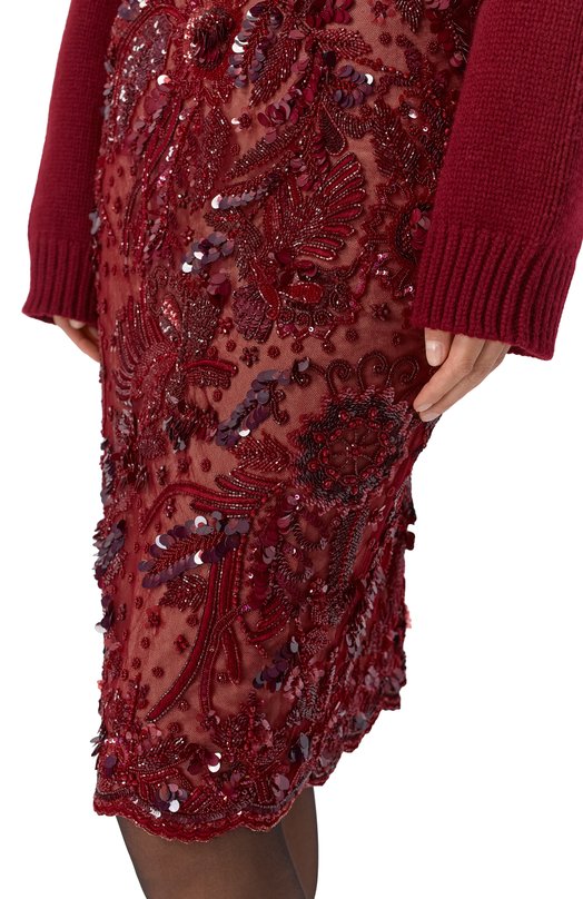 Юбка с отделкой пайетками Elie Saab SK225NF25/BE044 Бордовый  SK225NF25/BE044 Фото 5