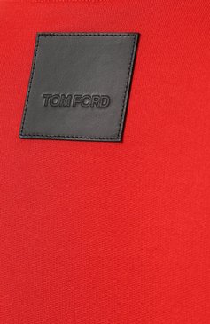 Женский однотонный пуловер из смеси хлопка и шелка TOM FORD красного цвета, арт. TSJ304-FAX351 | Фото 5 (Материал внешний: Шелк, Хлопок; Рукава: Длинные; Длина (для топов): Стандартные; Материал сплава: Проставлено, Проверено; Статус проверки: Проверено, Проверена категория; Женское Кросс-КТ: Пуловер-одежда; Драгоценные камни: Проставлено)