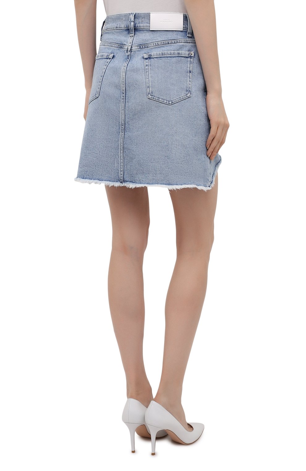 Джинсовая юбка 7 FOR ALL MANKIND голубого цвета по цене 13400 руб., арт. JSSKB750L0, фото 4 Джинсовая юбка 7 FOR ALL MANKIND, арт. JSSKB750L0, фото 4