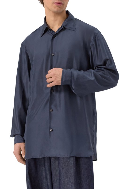 Шелковая рубашка Dries Van Noten 251-020732-1198 Синий  251-020732-1198 Фото 3