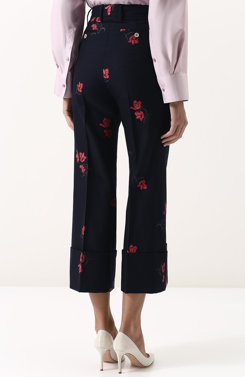 Брюки из смеси хлопка и шерсти с вышивкой GUCCI, арт. 488439/ZKM14, фото 4