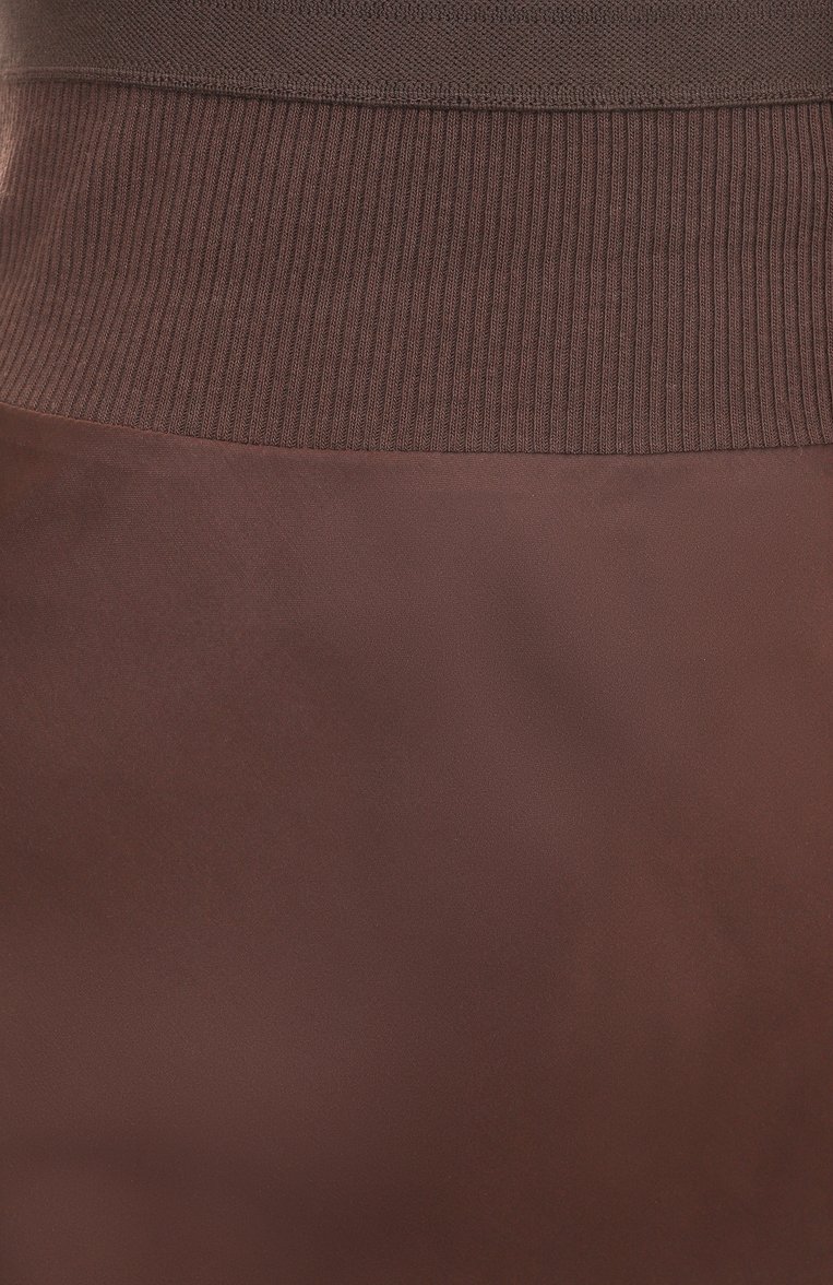 Женская атласная юбка RICK OWENS коричневого цвета, арт. RP01E7343/SCH | Фото 6 (Материал внешний: Вискоза, Синтетический материал; Длина Ж (юбки, платья, шорты): Миди; Стили: Кэжуэл; Кросс-КТ: костюм; Автоматизация ТО: Проставлено; Автоматизация состава: Проставлено)