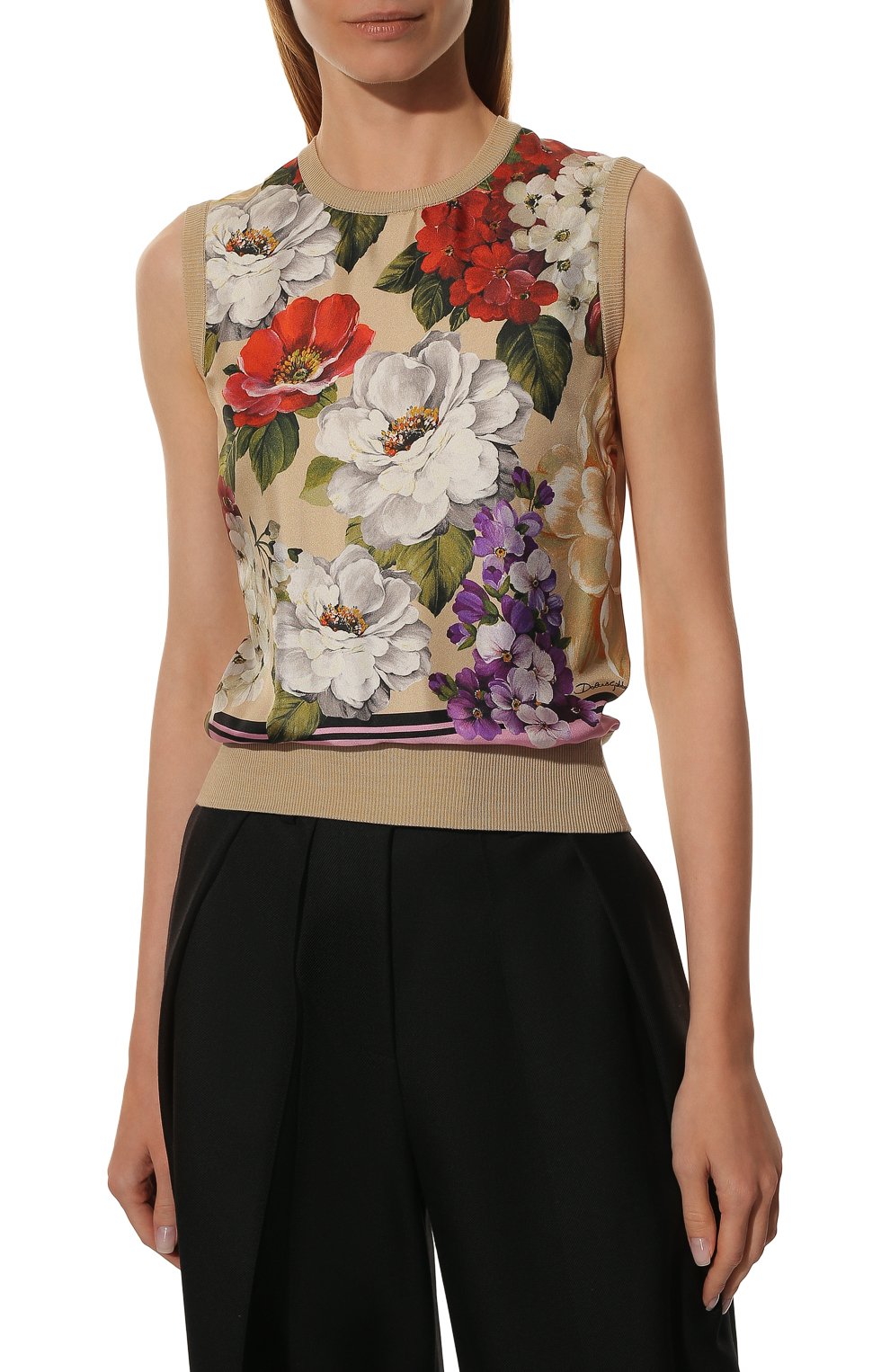 Шелковый топ DOLCE & GABBANA бежевого цвета по цене 92300 руб., арт. FX620T/JASKK/0UTLET AW22-23, фото 3 Шелковый топ DOLCE & GABBANA, арт. FX620T/JASKK/0UTLET AW22-23, фото 3
