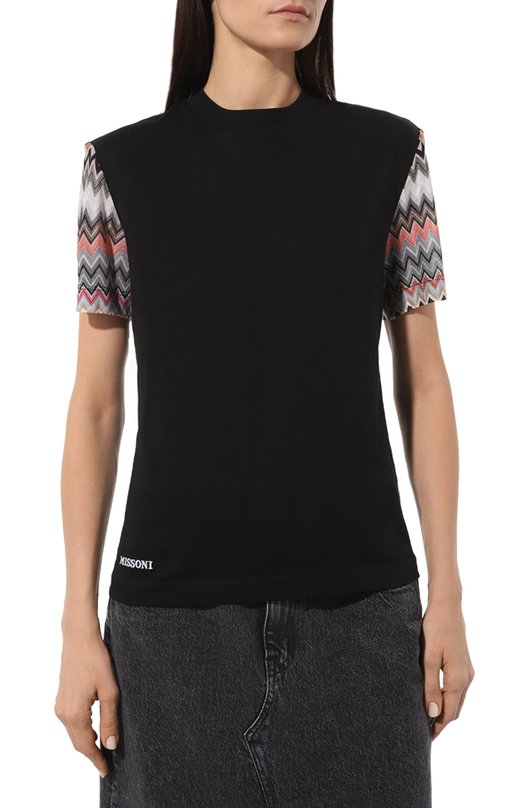 Хлопковая футболка Missoni DS24SL03/BJ00JU Чёрный  DS24SL03/BJ00JU Фото 3