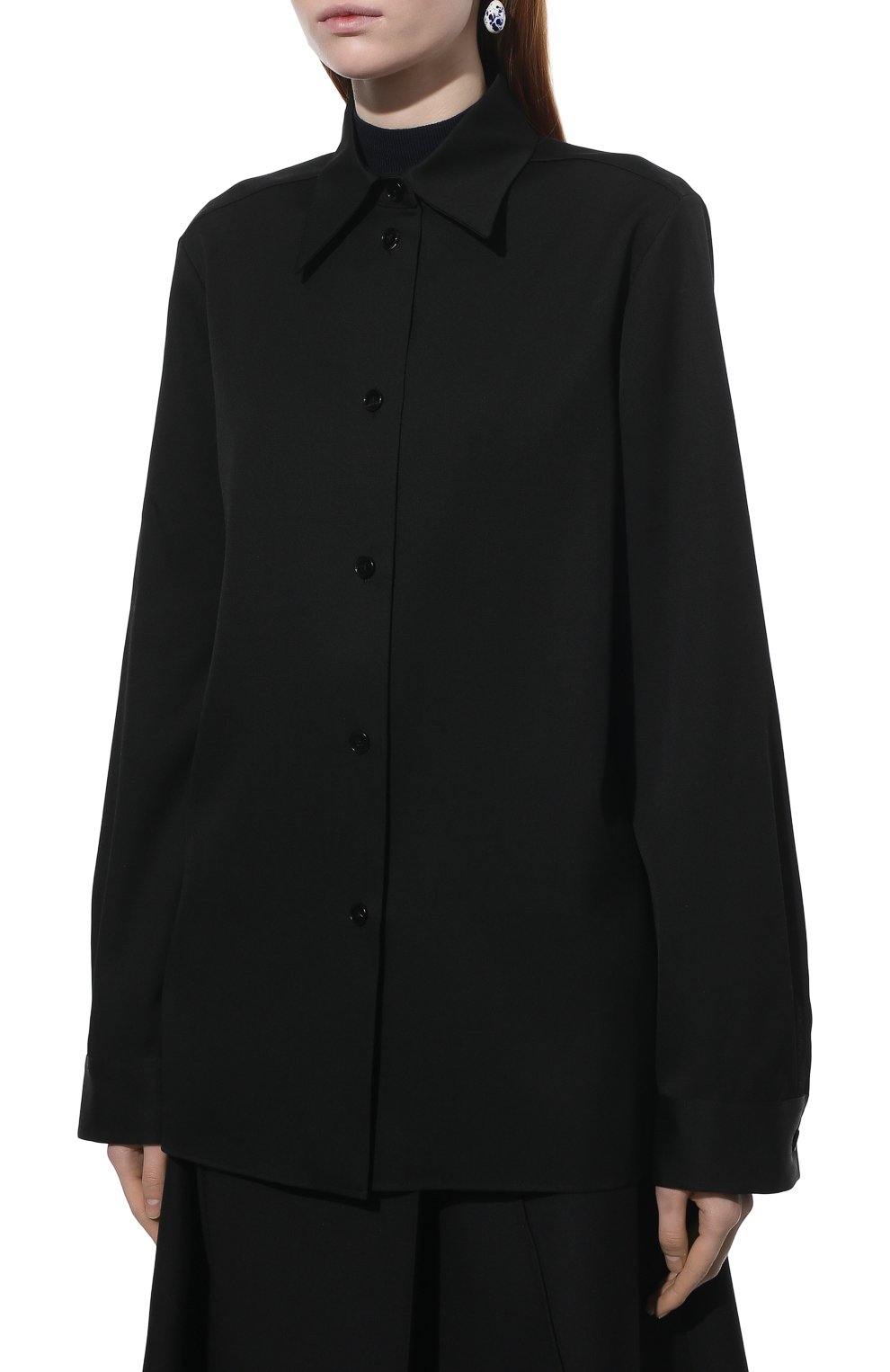 Шерстяная рубашка JIL SANDER черного цвета по цене 92300 руб., арт. JSWT605206-WT202500, фото 3 Шерстяная рубашка JIL SANDER, арт. JSWT605206-WT202500, фото 3