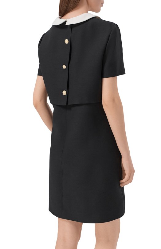 Платье из шерсти и шелка Valentino 8B3VAHZ1/1CF Чёрный  8B3VAHZ1/1CF Фото 3