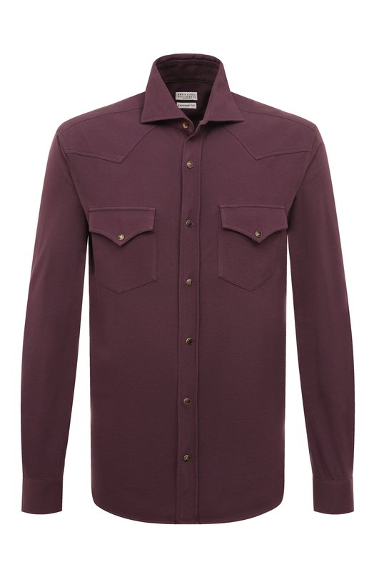 Хлопковая рубашка Brunello Cucinelli M0T636666 Фиолетовый M0T636666