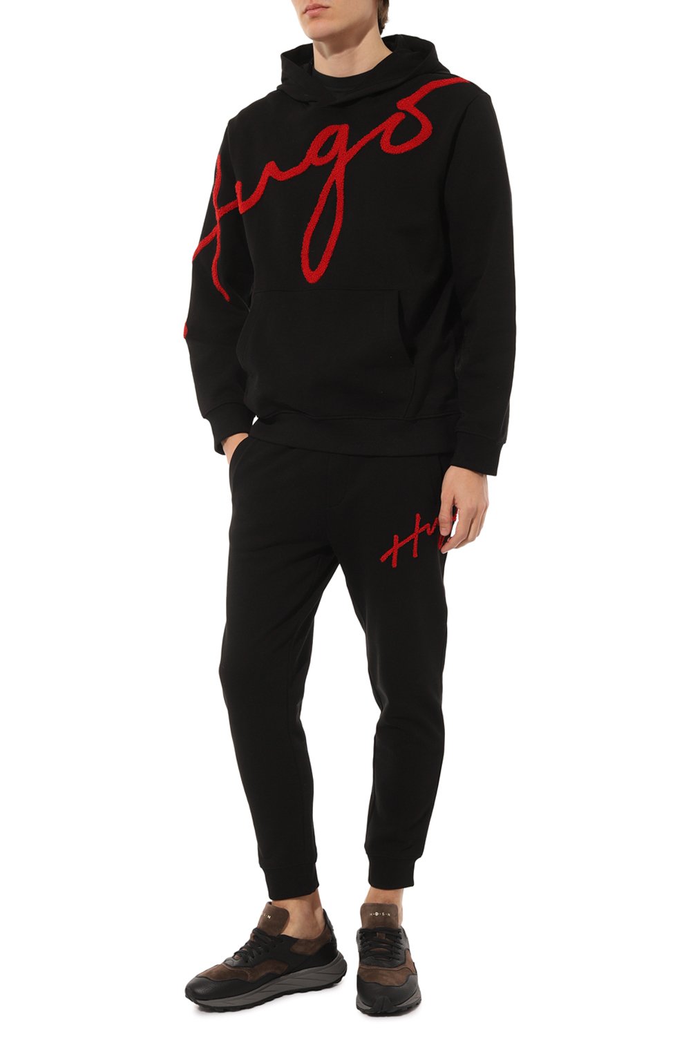 Хлопковое худи HUGO черного цвета по цене 12950 руб., арт. 50482920, фото 2 Хлопковое худи HUGO, арт. 50482920, фото 2