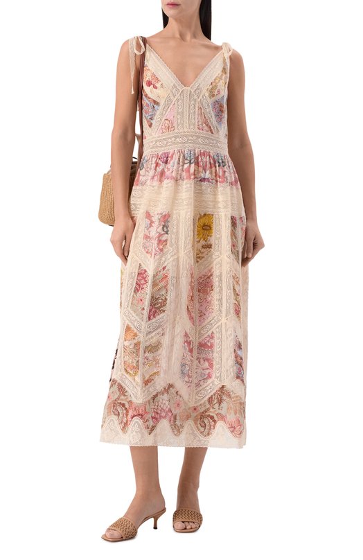 Хлопковое платье Zimmermann 6165DRS263 Кремовый  6165DRS263 Фото 2