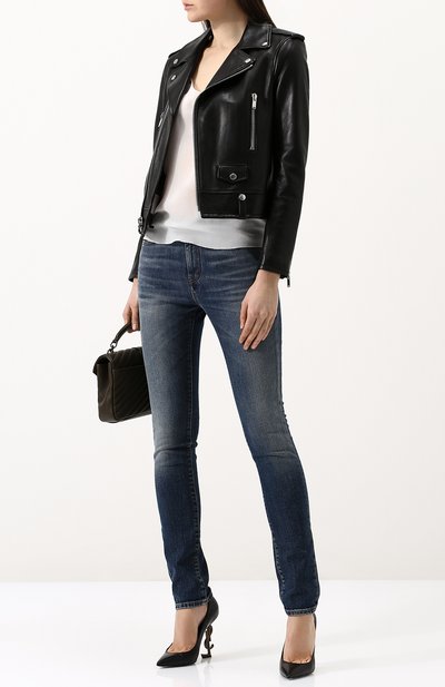 Шелковый топ прямого кроя без рукавов SAINT LAURENT, арт. 488986/Y059R, фото 2